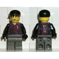 soc055 Soccer Player Red-Blue Team Goalie with 1 